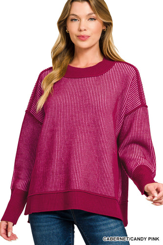 Chilly Days Exposed Seam Sweater-Multiple Colors Available