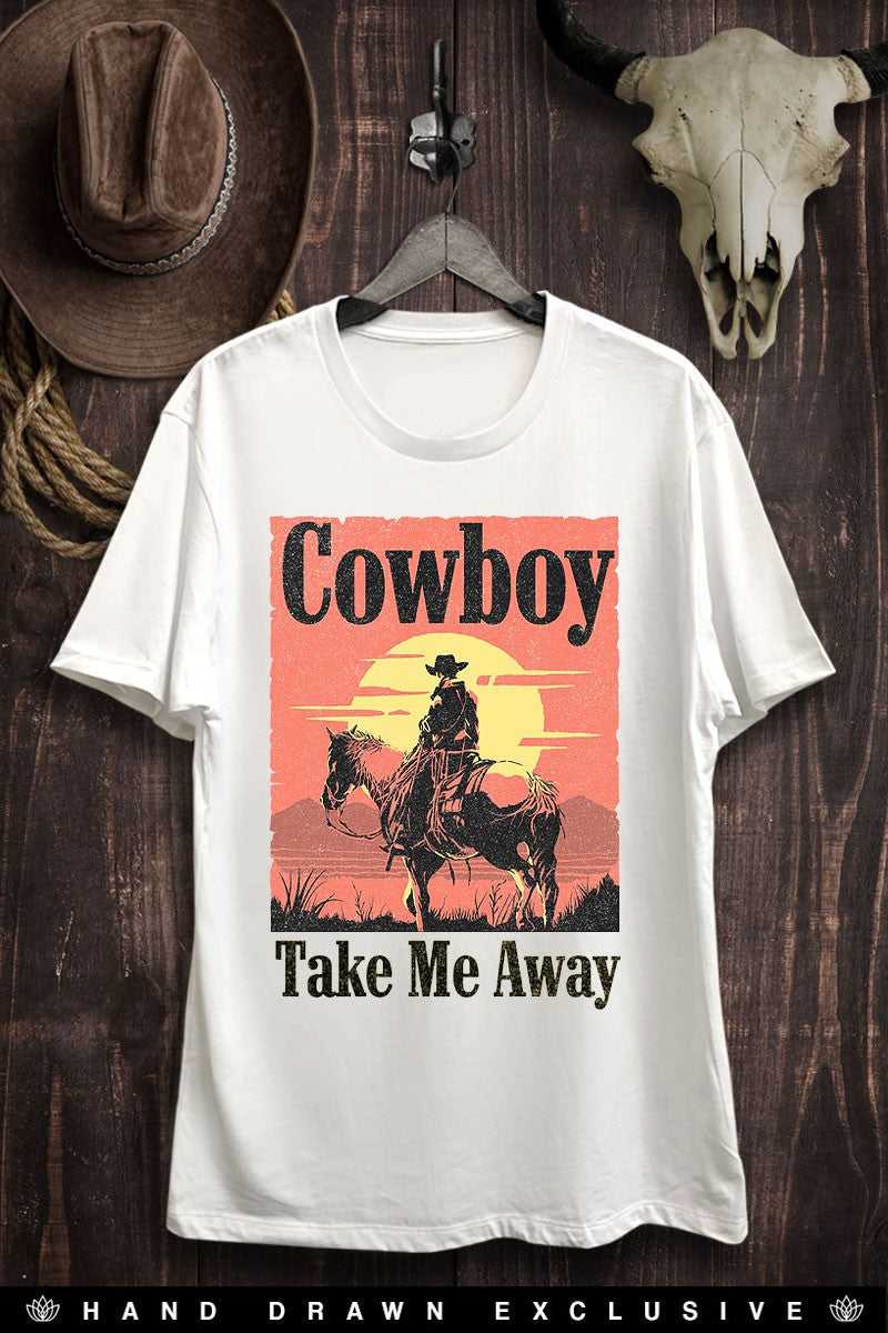 Cowboy Take Me Away White Graphic Tee