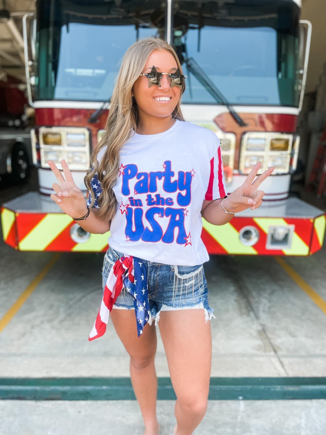 Party In The USA White Graphic Tee