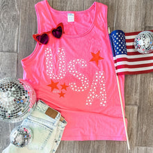 Load image into Gallery viewer, Hot Pink USA Stars Tank