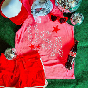 Hot Pink USA Stars Tank