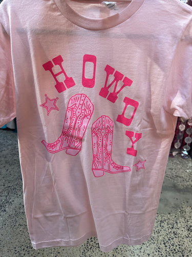 Pink Howdy Boots Graphic Tee