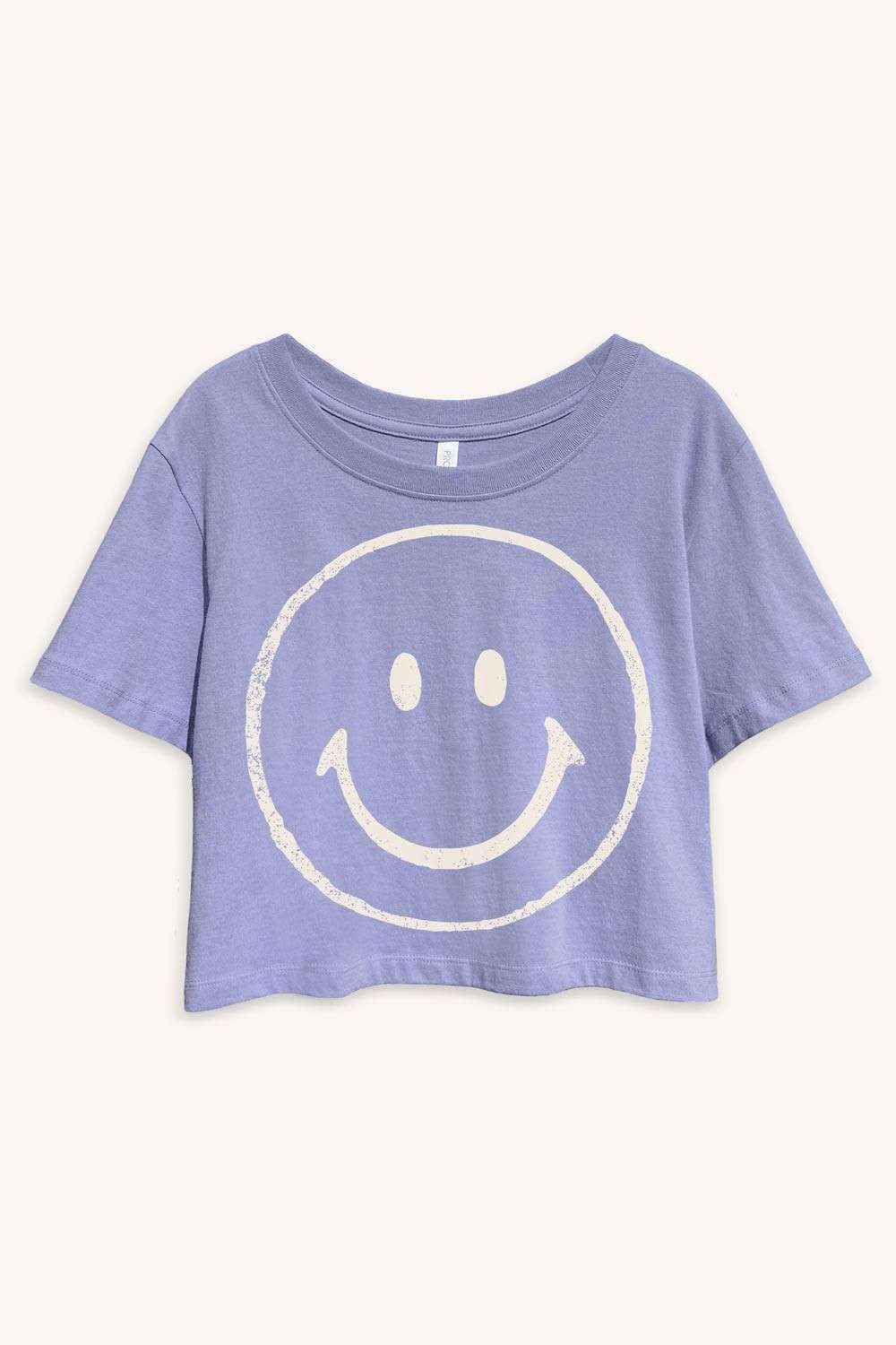Happy Face Cropped Graphic Tee