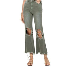 Load image into Gallery viewer, 90&#39;s Vintage Army Green Vervet Ankle Jeans