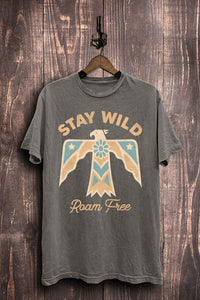 Stay Wild Roam Free Turquoise Graphic Tee