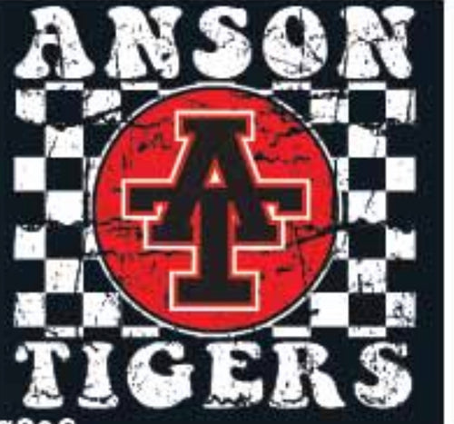 Anson Tigers Bubble Font With Checks