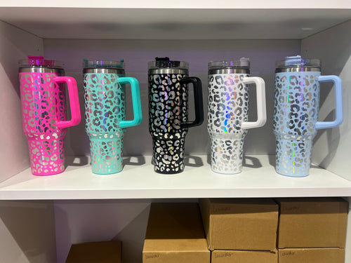 40 oz. Iridescent Leopard Tumblers-Multiple Colors Available