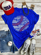 Load image into Gallery viewer, Baseball Lingo Graphic Tee-Royal Blue with White Ink