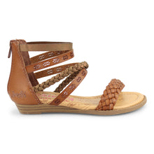Load image into Gallery viewer, Girls Braided Strap Blowfish Sandals-brown