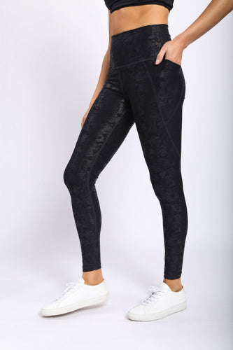 Metallic Foil High-waist Leggings With Pockets