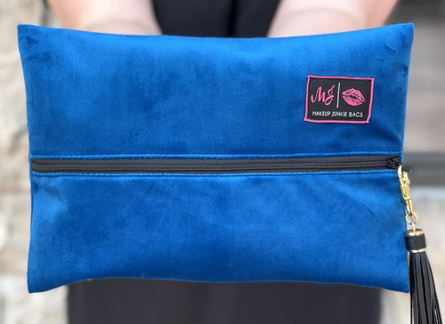 Cobalt Velvet Makeup Junkie Bags