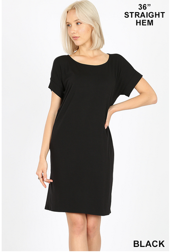 Emma Rolled Sleeve T-Shirt Dress-Crew