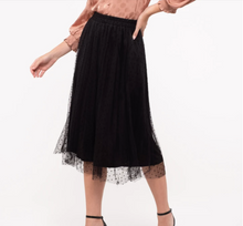 Load image into Gallery viewer, Swiss Dot Midi Skirt in Black