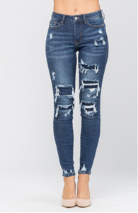Judy Blue Patched Distressed Skinny Jeans