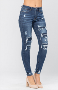 Judy Blue Patched Distressed Skinny Jeans