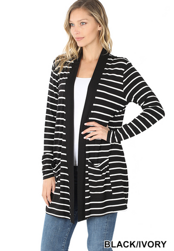 *Deals & Steals* Basic Stripes Cardigan-5 Colors Available
