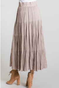 Sabrina Taupe Long Tiered Skirt