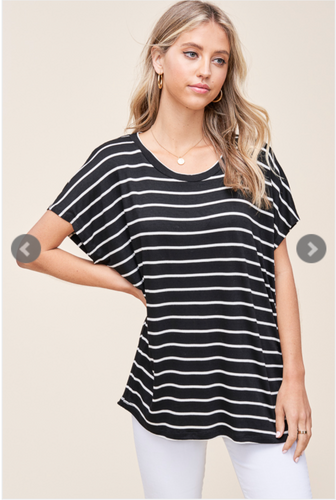 Stripe It Up Short Sleeve Top-4 Colors Available