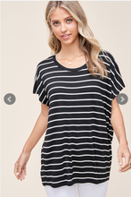 Load image into Gallery viewer, Stripe It Up Short Sleeve Top-4 Colors Available