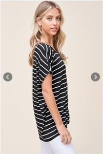 Stripe It Up Short Sleeve Top-4 Colors Available