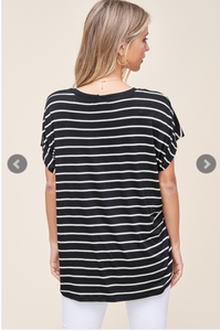 Stripe It Up Short Sleeve Top-4 Colors Available