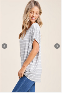 Stripe It Up Short Sleeve Top-4 Colors Available