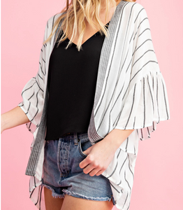 Without A Doubt Striped Bell Kimono