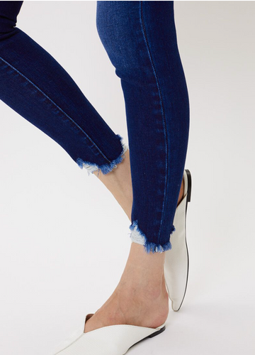 Adrian High Rise Fray Hem Ankle Skinny Jeans