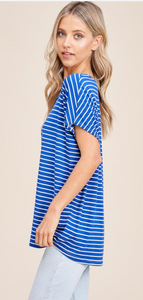 Stripe It Up Short Sleeve Top-4 Colors Available