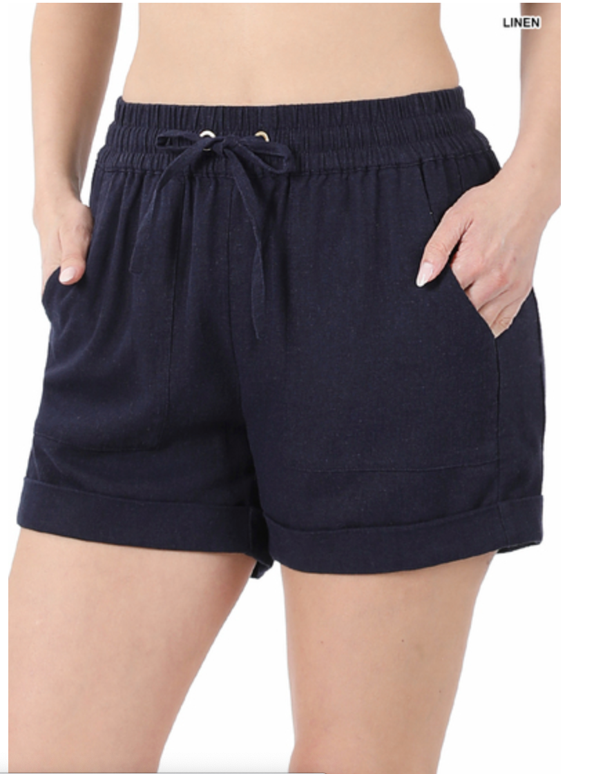 *DEALS & STEALS* Let's Hit The Beach Linen Shorts-5 Colors Available
