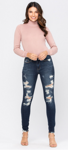 Good For You Judy Blue Distressed Skinny Jeans