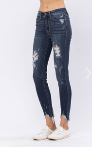 In A Mood Judy Blue Distressed Skinny Jeans
