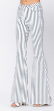 Load image into Gallery viewer, Walk The Line White Pin Stripe Super Flare Judy Blue Jeans