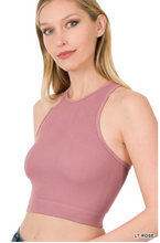 Load image into Gallery viewer, Ribbed High Neck Cropped Tank Top-Multiple Colors Available