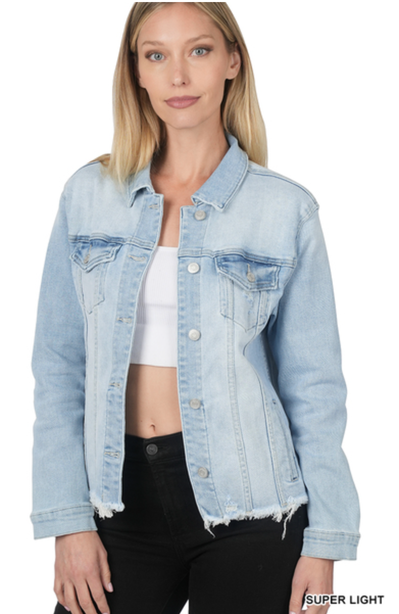 Distressed Denim Jacket-2 Colors Available