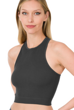 Load image into Gallery viewer, Ribbed High Neck Cropped Tank Top-Multiple Colors Available