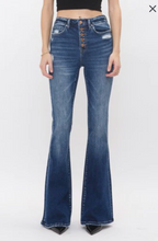 Load image into Gallery viewer, Just Being Sweet Dark Flare Jeans