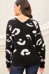 Black & White Leopard Twist Back Sweater