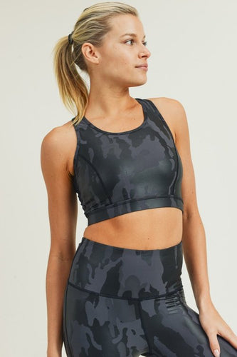 Camo Foil Mesh Back Sports Bra(Matching Leggings Available)