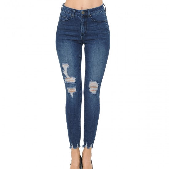 Peyton Distressed Skinny Jeans Dark Wash-sizes 14-20