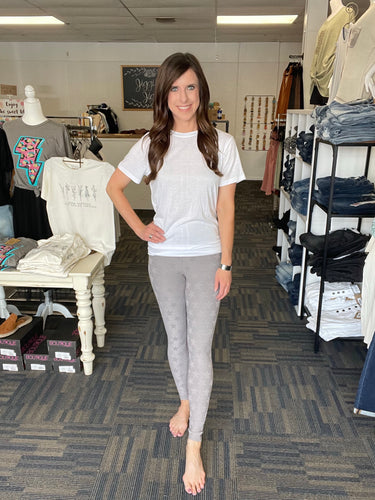 Textured Star Gray Full Length Leggings