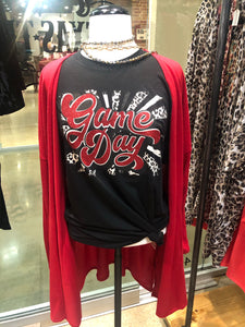 Game Day with Red Glitter Graphic Tee