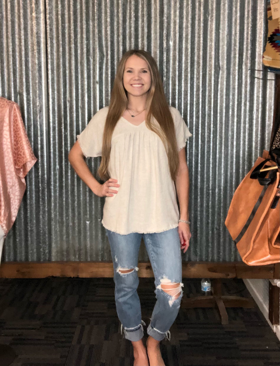 Simply Pretty Top in Oatmeal