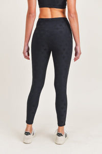 Textured Star Black Full Length Leggings