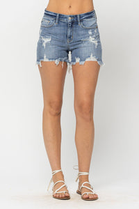 Judy Blue Small Town Girl Destroyed Denim Shorts-Small-3XL