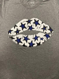 Royal Blue Star Lips Graphic Tee