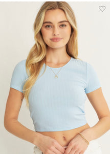 Short Sleeve Open Back Crop Top-Multiple Colors Available