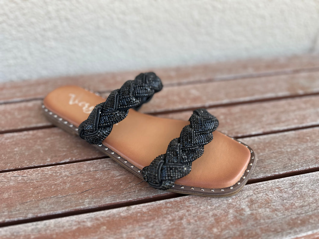Twisty Rhinestone Braided Sandal