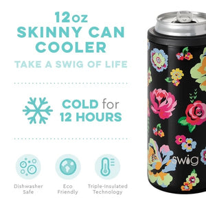 Swig 12oz Skinny Can Cooler-Fleur Noir