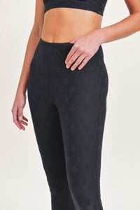 Textured Star Black Full Length Leggings